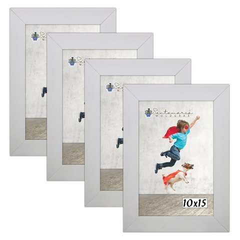 Kit 4 Molduras Porta Retrato 10X15 Branco