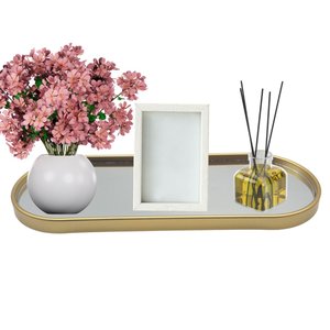 Bandeja Decorativa de Vidro Multiuso Oval - Dourado