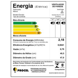 Ventilador Oscilante Mesa / Parede 50cm Venti-Delta Preto - 2