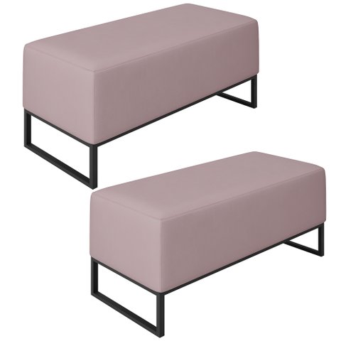 Kit 02 Puffs Decorativo Para Sala de Estar Cléo W01 Base de Ferro 90 cm Suede Rosê - Lyam Decor