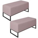 Ver imagem 1 de Kit 02 Puffs Decorativo Para Sala de Estar Cléo W01 Base de Ferro 90 cm Suede Rosê - Lyam Decor