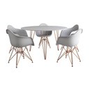 Ver imagem 5 de Mesa Jantar Redonda 110Cm Branca Clips 3 Pés Com 5 Poltronas Brancas Base Cobre - Cor: Branco