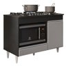 Balcão Multiuso para Cooktop 4 Bocas Georgia Preto/Cinza - Lumil Móveis - 1