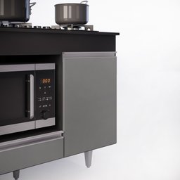 Balcão Multiuso para Cooktop 4 Bocas Georgia Preto/Cinza - Lumil Móveis - 7