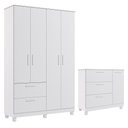 Ver imagem 1 de Jogo de Quarto Infantil Jujuba Guarda Roupa e Cômoda Branco - Permóbili Baby