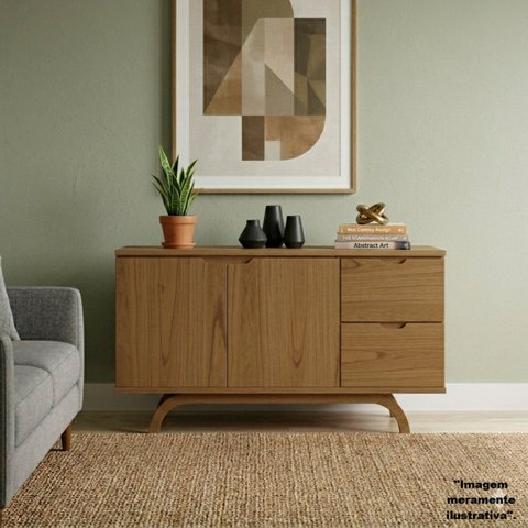 Balcão Buffet Aparador 100% MDF 2 Portas 2 Gavetas 150cm Vicenza