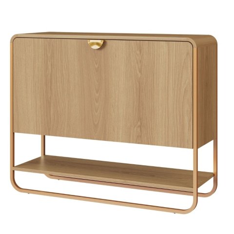 Sapateira Orgânica Luna Artesano 93 Cm (largura) em Mdp Hanover Uma Porta Base Metal Dourado