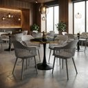 Ver imagem 2 de Conjunto Mesa de Jantar Redonda Majestic 70cm Preta com 4 Cadeiras Estofadas Marcela - Cinza