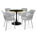 Ver imagem 1 de Conjunto Mesa de Jantar Redonda Majestic 70cm Preta com 4 Cadeiras Estofadas Marcela - Cinza