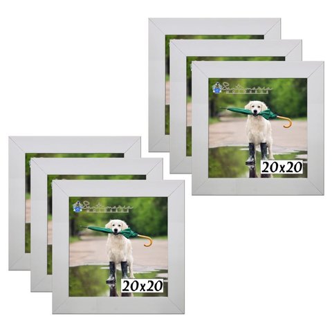 Kit 6 Porta Retrado Molduras 20x20 Branco