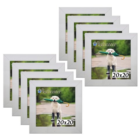 Kit 8 Porta Retrado Molduras 20x20 Branco