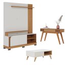 Ver imagem 1 de Estante Home Theater Jurerê 1.5 com Mesa de Centro Jeri Off White Matte Freijó e Aparador Riviera Fr