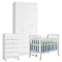 Ver imagem 1 de Quarto de Bebê 3 Portas com Gaveteiro Ternura Baby e Berço Lila Branco Brilho - Incorplac
