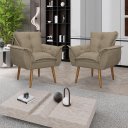 Ver imagem 1 de Kit 02 Poltronas Decorativas Opala Lux Sala Recepeção Capuccino - Visan Estofados