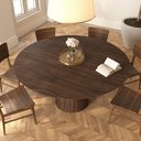 Ver imagem 3 de Mesa de Jantar Redonda 160cm Scandi 8 Lugares Lamina Natural de Madeira Castanho