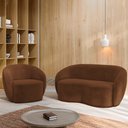 Ver imagem 1 de Conjunto 1 Sofá Living 180cm e 1 Poltrona Decorativa Sala de Estar Íbis Encosto Fixo Veludo Marrom G