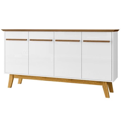 Balcao Buffet 4 Portas Opala 160 Cm Cinamomo Branco Bechara