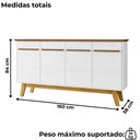 Ver imagem 3 de Balcao Buffet 4 Portas Opala 160 Cm Cinamomo Branco Bechara