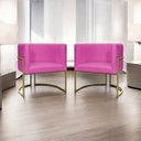 Ver imagem 1 de Kit 2 Poltronas Decorativa Recepção Luna Suede Cores Base de Ferro Champagne