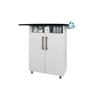 Tabua Roupa Mesa com Espuma 80cm e Armário Multiuso 2 Portas