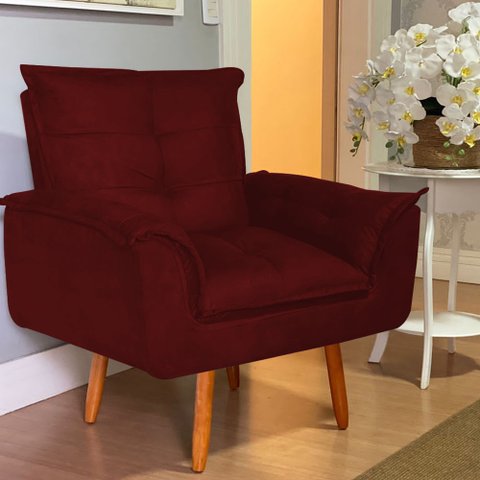 Poltrona Opala Meg para Amamentação Decorativa Tecido Suede Para, Quarto,sala de Estar, Recepção Pés