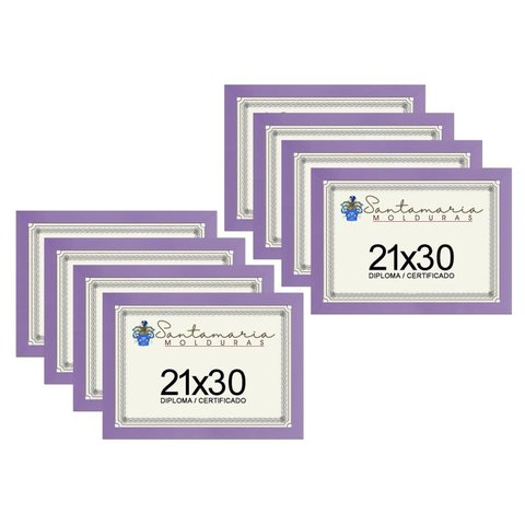 Kit 8 Molduras Porta Diploma Certificado A4 21x30 Lilás