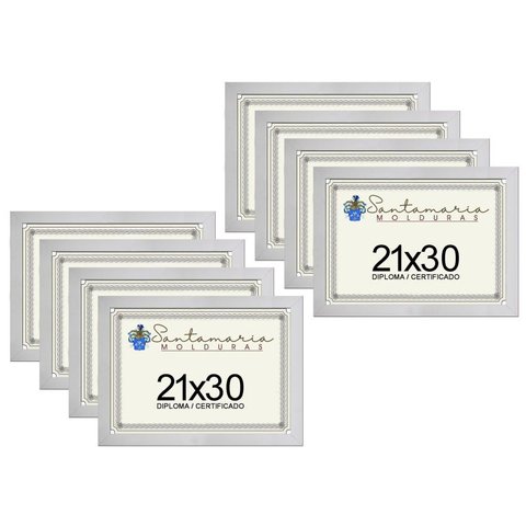 Kit 8 Molduras Porta Diploma Certificado A4 21x30 Branco