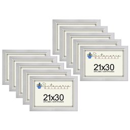 Kit 10 Molduras Porta Diploma Certificado A4 21x30 Branco - 1 Kit 10 Molduras Porta Diploma Certificado A4 21x30 Branco - 1