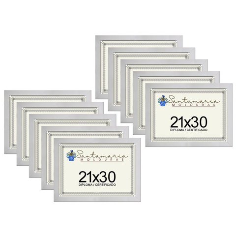 Kit 10 Molduras Porta Diploma Certificado A4 21x30 Branco