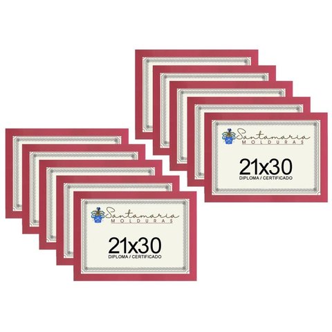 Kit 10 Molduras Porta Diploma Certificado A4 21x30 Rosa