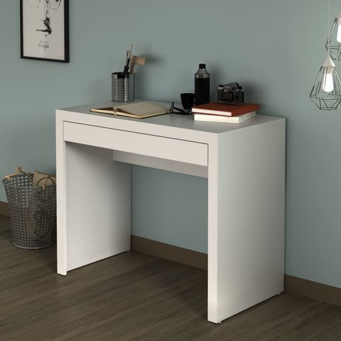Mesa Escrivaninha para Estudo com 1 Gaveta 74x90 Cm Me4107 Branco