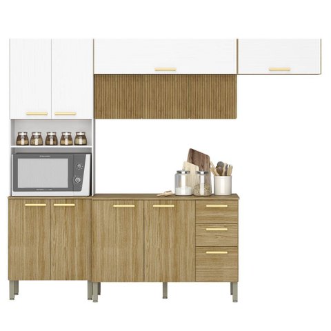 Armário de Cozinha 5 Peças Urban03 Balcão com Tampo 120cm K02 Freijó/Supremo - Mpozenato