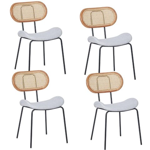 Cadeiras de Jantar Estofadas C/ Encosto em Tela 4 Unidades Cor:cinza com Preto