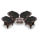 Ver imagem 1 de Conjunto de Poltronas Fibra Sintética 19 - 4 Poltronas + 1 Mesa Centro - Tecido Duna Preto