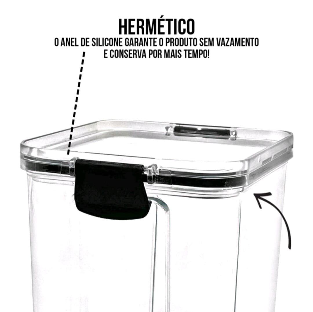 Pote Hermético Acrílico para Armazenamento de Alimentos Empilhável 1500ml:cinza - 6