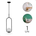 Ver imagem 1 de Luminária Pendente Pendulo Preto Fosco Globo Leitoso 778/1