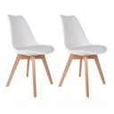 Ver imagem 1 de Kit 2 Cadeiras de Jantar Saarinen Leda Tulipa Base Wood Madeira Maciça com Estofado em Couro Branco