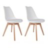 Kit 2 Cadeiras de Jantar Saarinen Leda Tulipa Base Wood Madeira Maciça com Estofado em Couro Branco - 1