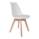 Ver imagem 2 de Kit 2 Cadeiras de Jantar Saarinen Leda Tulipa Base Wood Madeira Maciça com Estofado em Couro Branco
