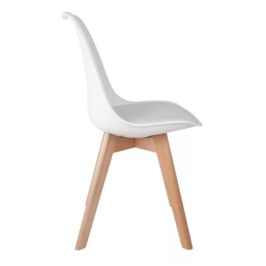 Kit 2 Cadeiras de Jantar Saarinen Leda Tulipa Base Wood Madeira Maciça com Estofado em Couro Branco - 5