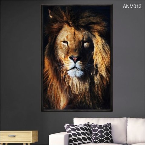 Quadro Decorativo - Leao Grande Rei Colorido Anm013 Tela Canvas - 80x60cm