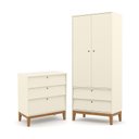 Ver imagem 1 de Jogo de Quarto Infantil Unique com Guarda Roupa 2 Portas e Cômoda 3 Gavetas Off White/eco Wood - Mat