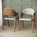 Ver imagem 4 de Kit 4 Cadeiras de Jantar em Madeira Maciça Tecido Linho:cinza