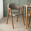 Ver imagem 1 de Kit 4 Cadeiras de Jantar em Madeira Maciça Tecido Linho:cinza