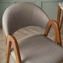 Ver imagem 3 de Kit 4 Cadeiras de Jantar em Madeira Maciça Tecido Linho:cinza