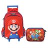 Kit Mochila com Rodinhas e Estojo Escolar Box Super Mario Preto - Maxlog - 1