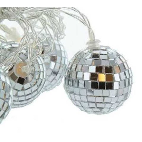 Cordão de Luz de Globinho Espelhado Luminária Fio de Luz 10 LEDs