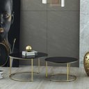 Ver imagem 1 de Conjunto Mesa de Centro Aço Carbono Base Dourada Girasol Preto