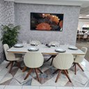 Ver imagem 2 de Sala de Jantar Mesa Guiné com 6 Cadeiras Turim Giratórias D'confort Design Linho Bege R55