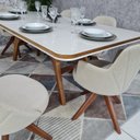 Ver imagem 5 de Sala de Jantar Mesa Guiné com 6 Cadeiras Turim Giratórias D'confort Design Linho Bege R55
